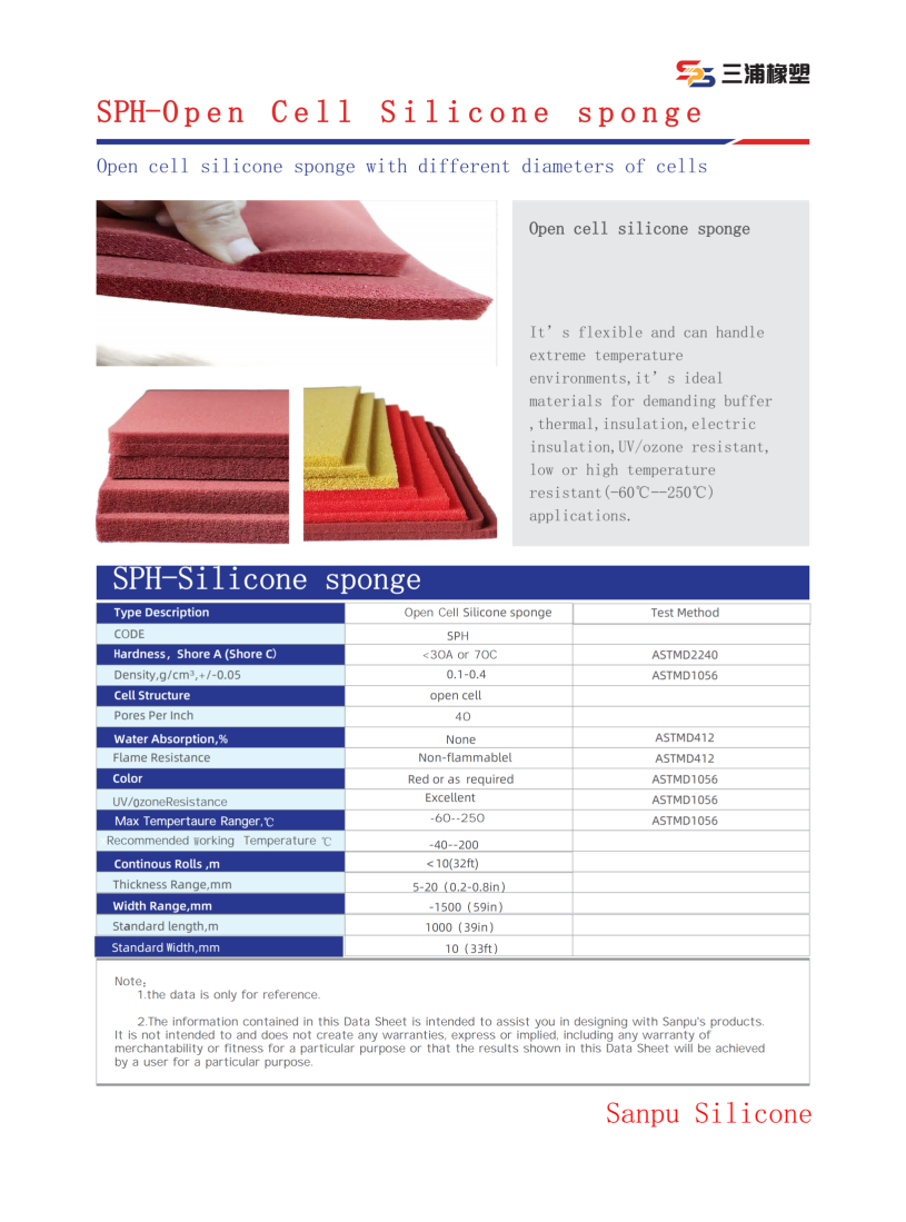 TDS OF open cell silicone sponge 60ppi TDS OF open cell silicone sponge 60ppi